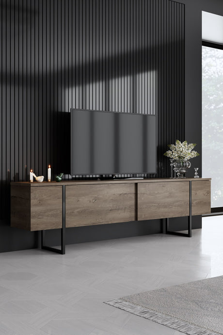 Furniture set Walnut Luxe - Coffee table + TV cabinet + sideboard - Black frame