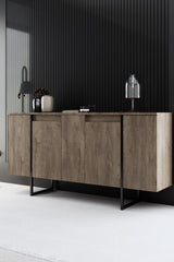 Furniture set Walnut Luxe - Coffee table + TV cabinet + sideboard - Black frame