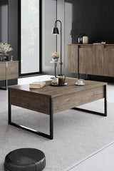 Furniture set Walnut Luxe - Coffee table + TV cabinet + sideboard - Black frame