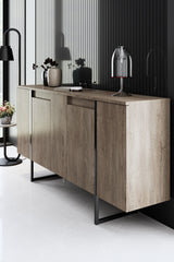 Furniture set Walnut Luxe - Coffee table + TV cabinet + sideboard - Black frame