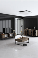 Furniture set Walnut Luxe - Coffee table + TV cabinet + sideboard - Black frame