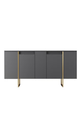 Meubelsets - Meubelset Antraciet Luxe - Salontafel + TV Meubel + Dressoir - Gouden Frame - Dimehouse
