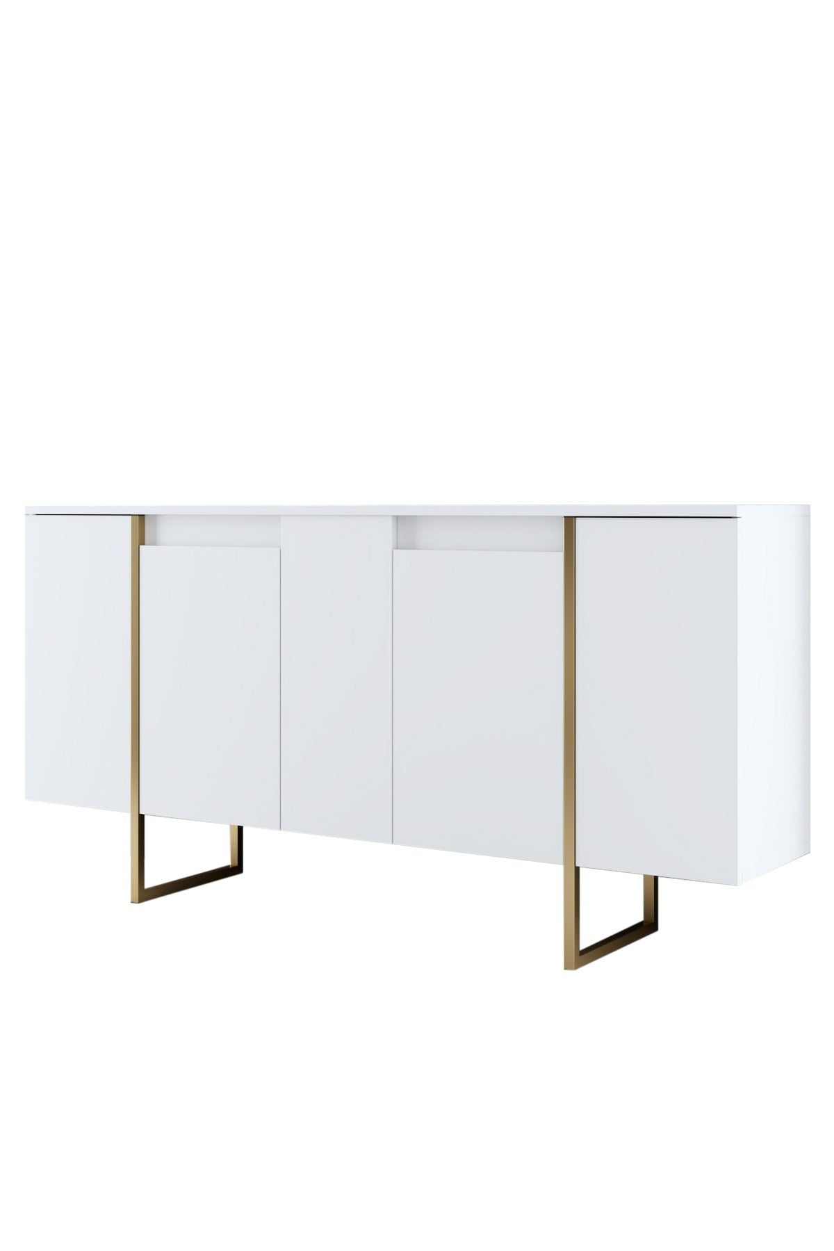 Furniture Set White Luxury - Coffee Table + TV Cabinet + Dresser - Gold Frame