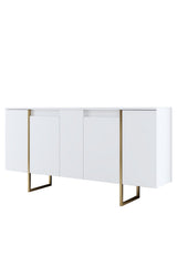 Furniture Set White Luxury - Coffee Table + TV Cabinet + Dresser - Gold Frame