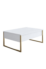 Furniture Set White Luxury - Coffee Table + TV Cabinet + Dresser - Gold Frame