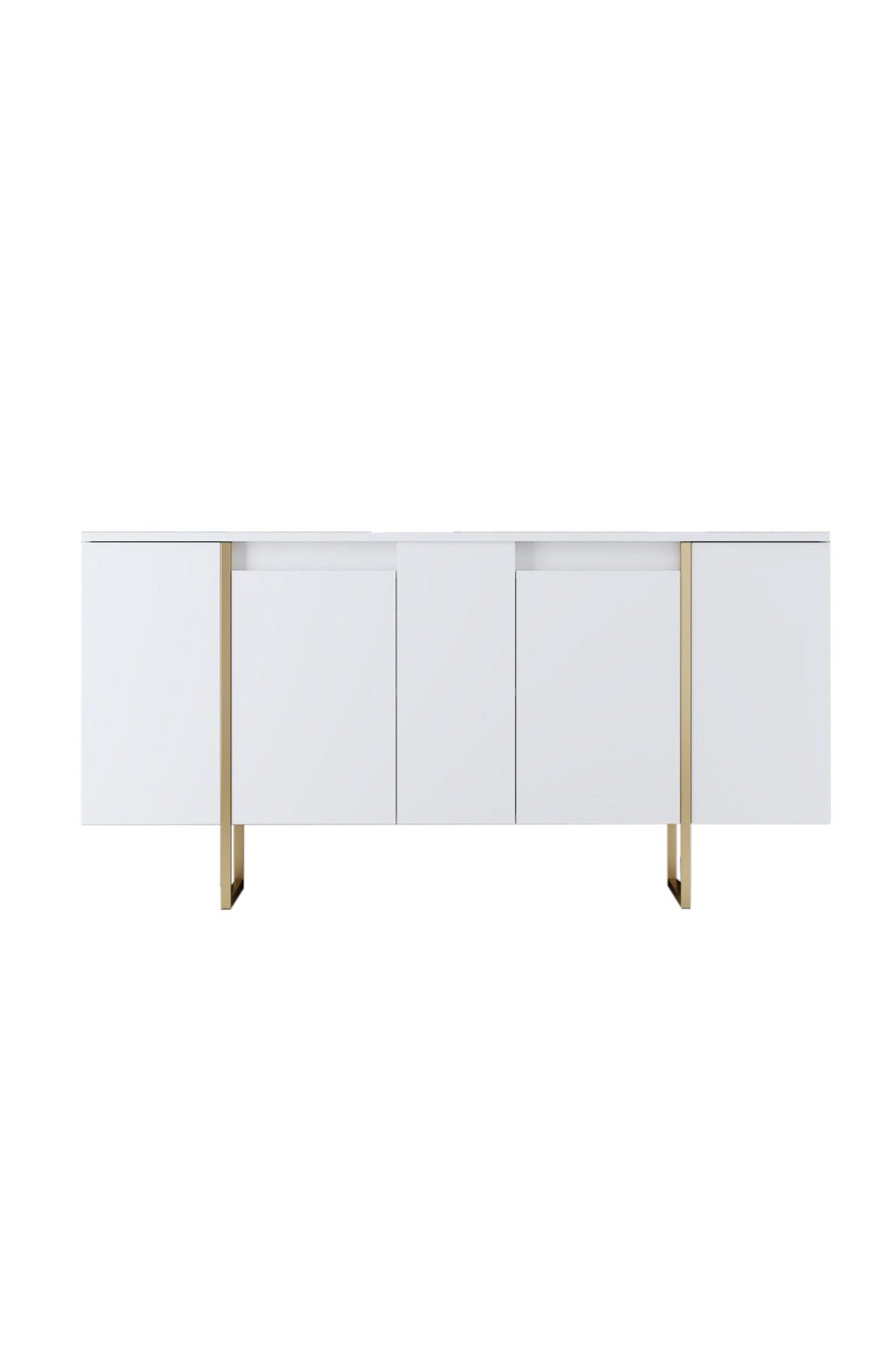 Furniture Set White Luxury - Coffee Table + TV Cabinet + Dresser - Gold Frame