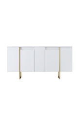 Furniture Set White Luxury - Coffee Table + TV Cabinet + Dresser - Gold Frame