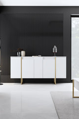 Furniture Set White Luxury - Coffee Table + TV Cabinet + Dresser - Gold Frame