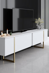 Furniture Set White Luxury - Coffee Table + TV Cabinet + Dresser - Gold Frame