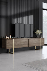 Furniture set Walnut Luxe - Coffee table + TV cabinet + sideboard - Gold frame