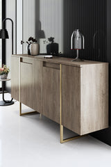 Furniture set Walnut Luxe - Coffee table + TV cabinet + sideboard - Gold frame