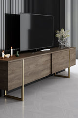 Furniture set Walnut Luxe - Coffee table + TV cabinet + sideboard - Gold frame