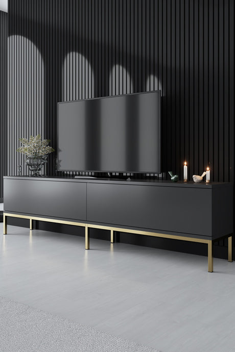 Furniture Set Anthracite Lord - Coffee Table + TV Cabinet + Dresser - Golden Frame