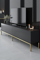 Meubelsets - Meubelset Antraciet Lord - Salontafel + TV Meubel + Dressoir - Gouden Frame - Dimehouse