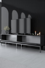 TV Meubels - TV Meubel Lord Antraciet Zilver Melamine 180x47x30 cm - Dimehouse