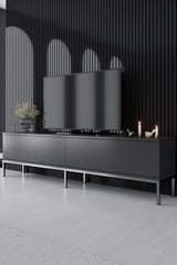 Furniture Set Anthracite Lord - Coffee Table + TV Cabinet + Dresser - Silver Frame