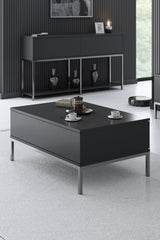 Furniture Set Anthracite Lord - Coffee Table + TV Cabinet + Dresser - Silver Frame