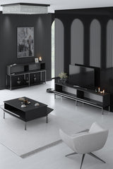 Furniture Set Anthracite Lord - Coffee Table + TV Cabinet + Dresser - Silver Frame
