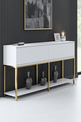 Furniture Set White Lord - Coffee Table + TV Cabinet + Sideboard - Gold Frame