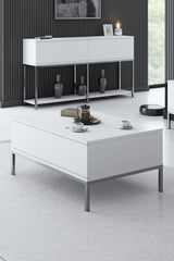 White Lord Furniture Set - Coffee Table + TV Furniture + Sideboard - Silver Frame 