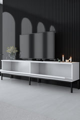 TV Meubels - TV Meubel Lord Zwart Wit Melamine 180x47x30 cm - Dimehouse