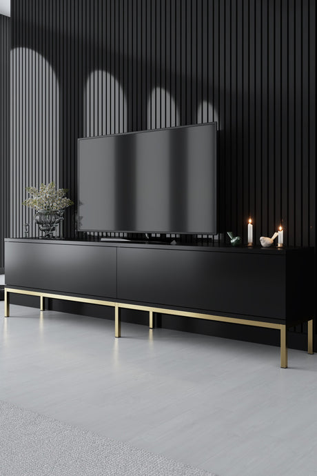 Furniture Set Black Lord - Coffee Table + TV Cabinet + Dresser - Golden Frame