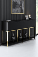 Furniture Set Black Lord - Coffee Table + TV Cabinet + Dresser - Golden Frame