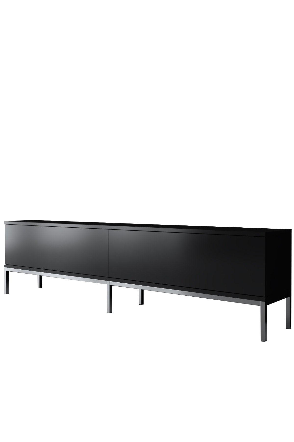 TV Meubels - TV Meubel Lord Zwart Zilver Melamine 180x47x30 cm - Dimehouse