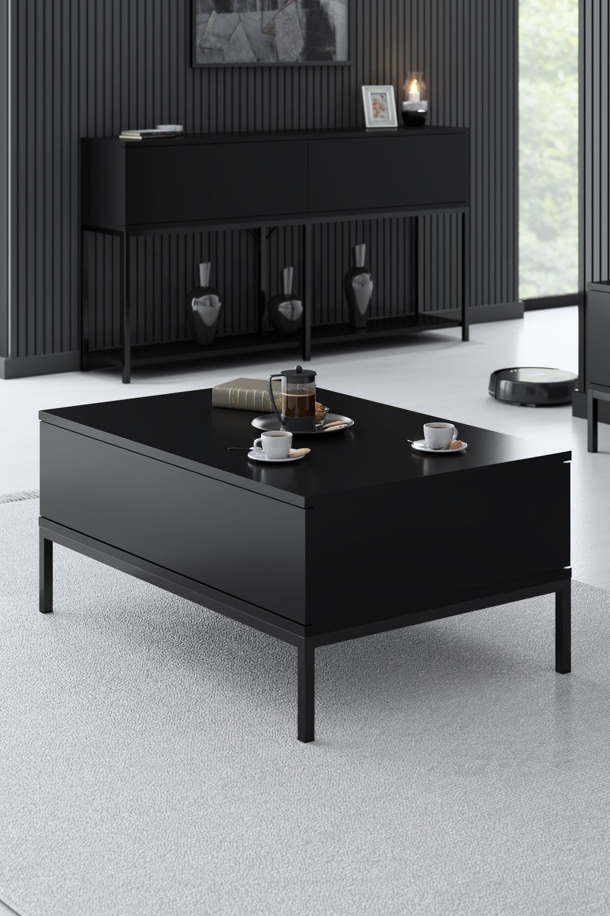 Furniture Set Black Lord - Coffee Table + TV Cabinet + Dresser - Black Frame
