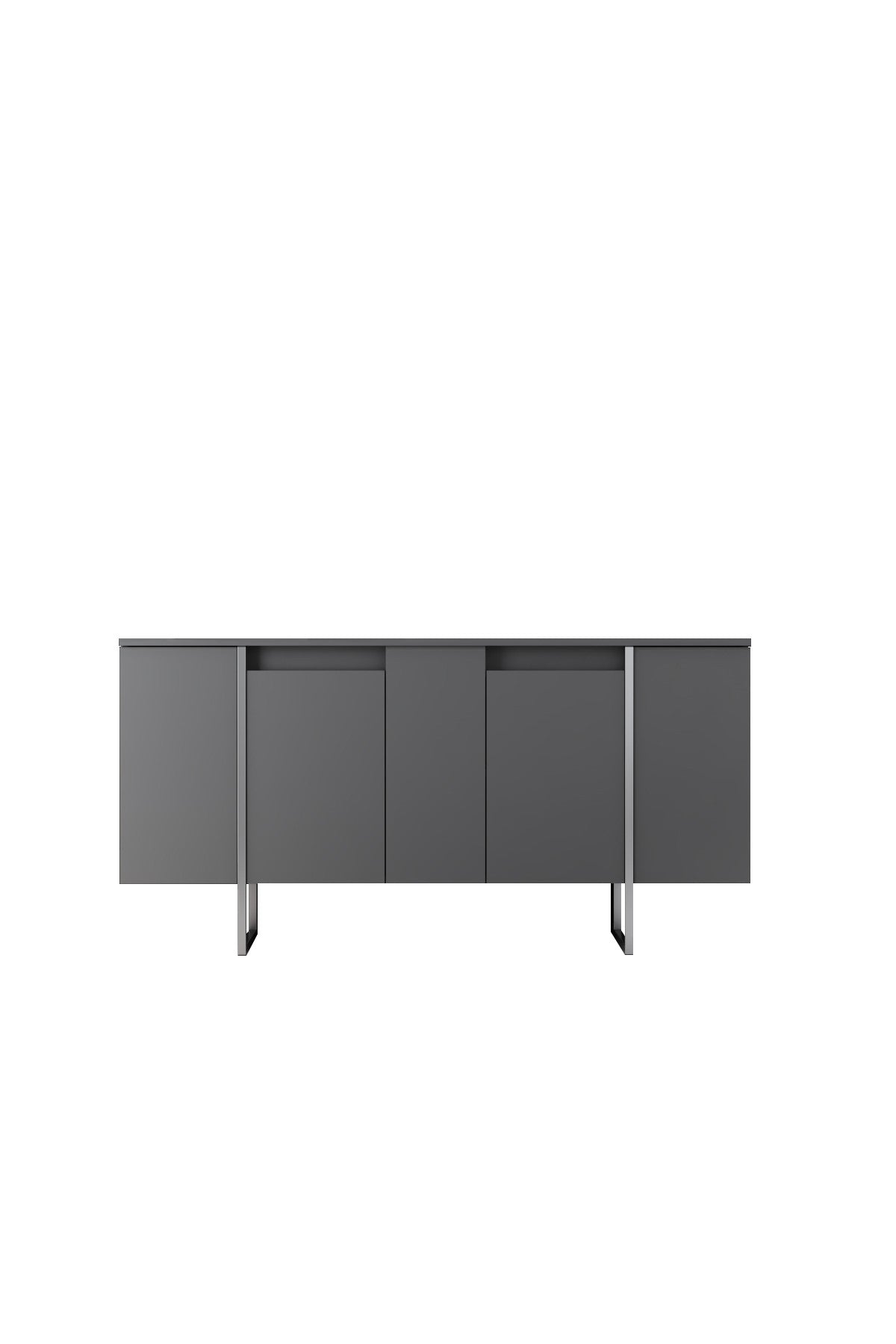 Furniture Set Anthracite Luxe - Coffee Table + TV Cabinet + Dresser - Silver Frame