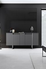 Furniture Set Anthracite Luxe - Coffee Table + TV Cabinet + Dresser - Silver Frame