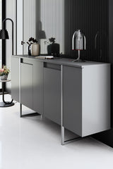 Furniture Set Anthracite Luxe - Coffee Table + TV Cabinet + Dresser - Silver Frame