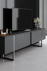 Furniture Set Anthracite Luxe - Coffee Table + TV Cabinet + Dresser - Silver Frame