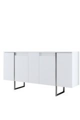 Furniture Set White Luxury - Coffee Table + TV Cabinet + Dresser Luxury - Silver Frame