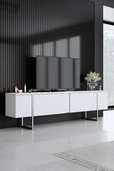 Furniture Set White Luxury - Coffee Table + TV Cabinet + Dresser Luxury - Silver Frame