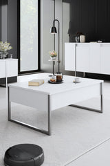 Furniture Set White Luxury - Coffee Table + TV Cabinet + Dresser Luxury - Silver Frame