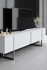 Furniture Set White Luxury - Coffee Table + TV Cabinet + Dresser Luxury - Silver Frame