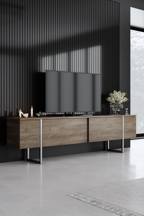Furniture Set Walnut Luxe - Coffee table + TV cabinet + sideboard - Silver frame