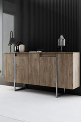 Furniture Set Walnut Luxe - Coffee table + TV cabinet + sideboard - Silver frame