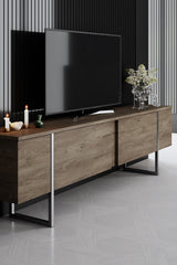 Furniture Set Walnut Luxe - Coffee table + TV cabinet + sideboard - Silver frame