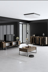Furniture Set Walnut Luxe - Coffee table + TV cabinet + sideboard - Silver frame