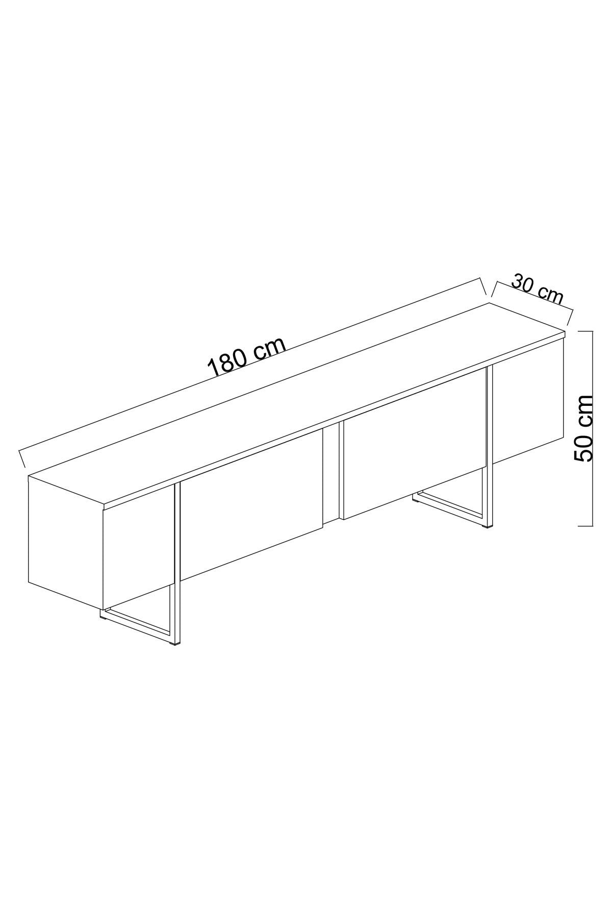 TV Meubels - TV Meubel Wit Luxe 180x50x30 - Zilver Frame - Dimehouse