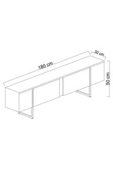 TV Meubels - TV Meubel Wit Luxe 180x50x30 - Zilver Frame - Dimehouse