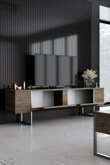 TV Meubels - TV Meubel Walnoot Luxe 180x50x30 - Zilver Frame - Dimehouse
