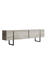 TV Meubels - TV Meubel Travertin Luxe 180x50x30 - Zwart Frame - Dimehouse