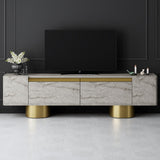 TV Meubels - TV Meubel Travertin Bohem 180x50x30 - Gouden Frame - Dimehouse