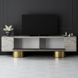 TV Meubels - TV Meubel Travertin Bohem 180x50x30 - Gouden Frame - Dimehouse