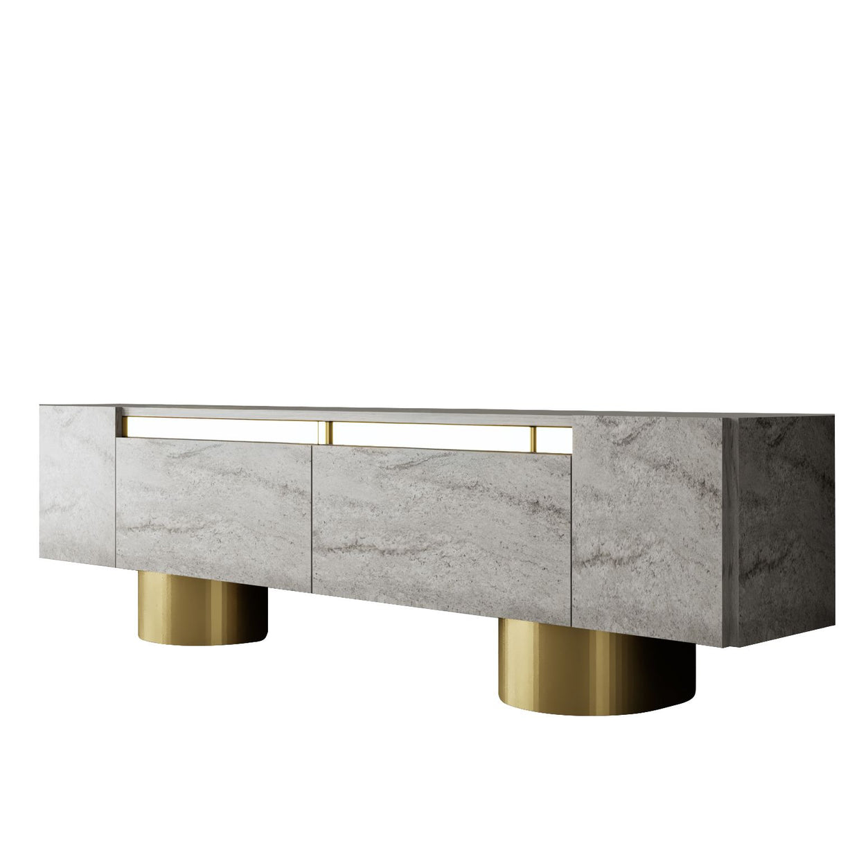 TV Meubels - TV Meubel Travertin Bohem 180x50x30 - Gouden Frame - Dimehouse