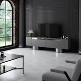 TV Meubels - TV Meubel Antraciet Bohem 180x50x30 - Zilver Frame - Dimehouse