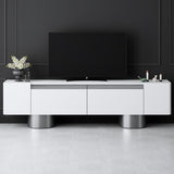 TV Meubels - TV Meubel Wit Bohem 180x50x30 - Zilver Frame - Dimehouse